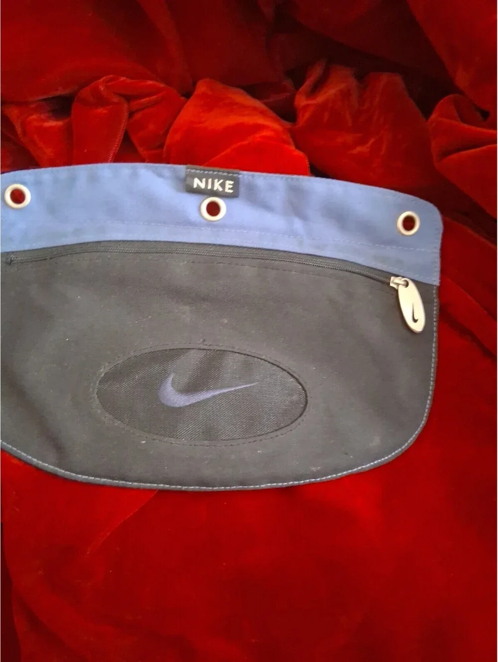 Vtg Nike Mead School Pencil Bag Zipper Pouch Three-Ring Binder Black/blue